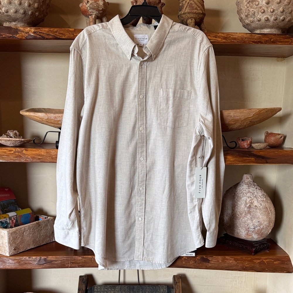 Five Four Light Tan Casual Button-Down Shirt